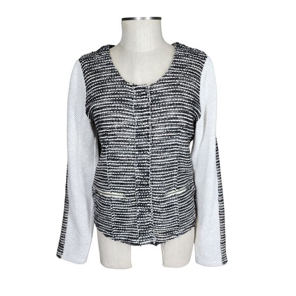 YEST sz 8 US black gray cotton wool snap front jacket tweed bodice Netherlands - Picture 1 of 8